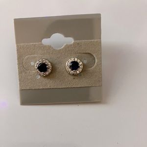 Sapphire Surrounded by white topaz Earrings